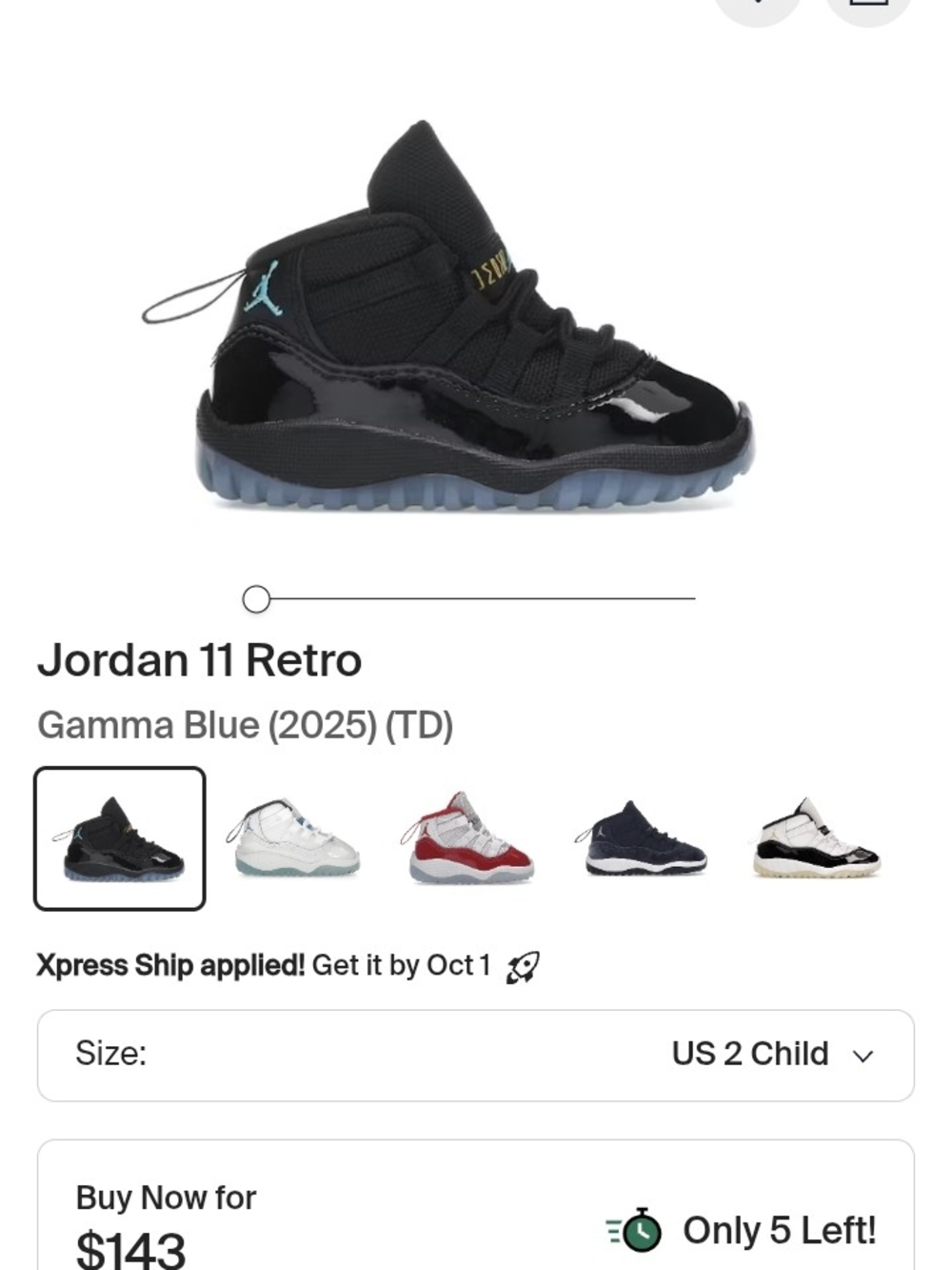 Jordan 11 Retro Kids Shoes - Black/Gamma Blue